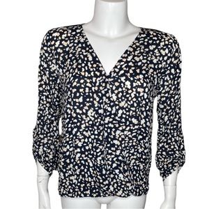 41 Hawthorn Natalie Surplice Mixed Material Blouse Top S